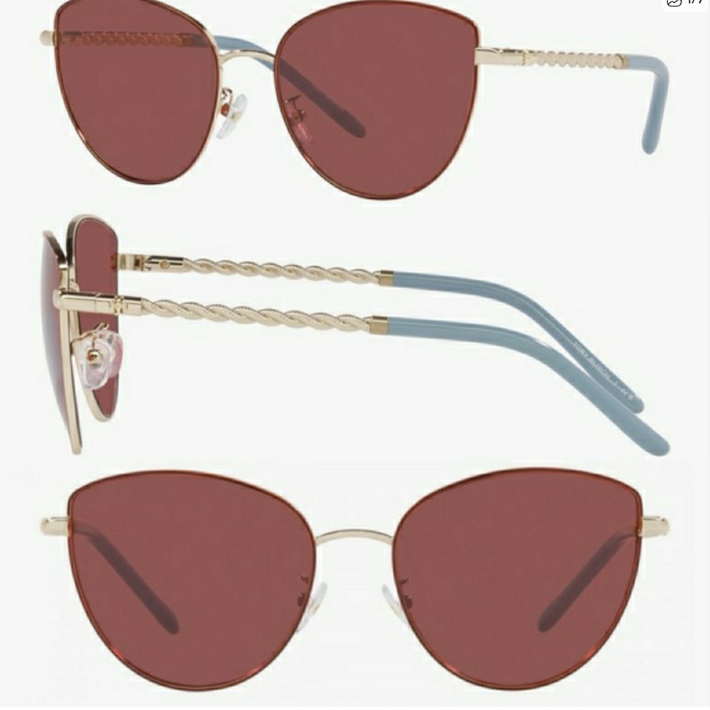 Tory Burch Light Blue & Rose Gold Sunglasses
